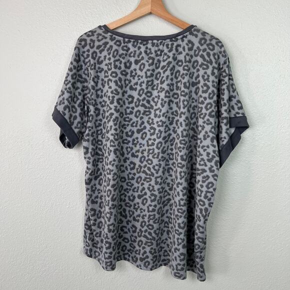 Lucky Brand Women's Plus SZ 3X Leopard Print Short Sleeve Top Super Soft Stretch - Picture 6 of 6